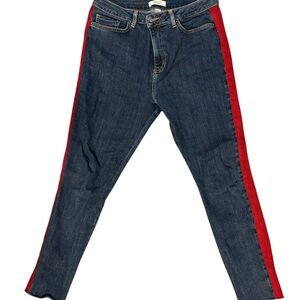 Forever 21 Women's Skinny Jeans - Blue with Red Stripe